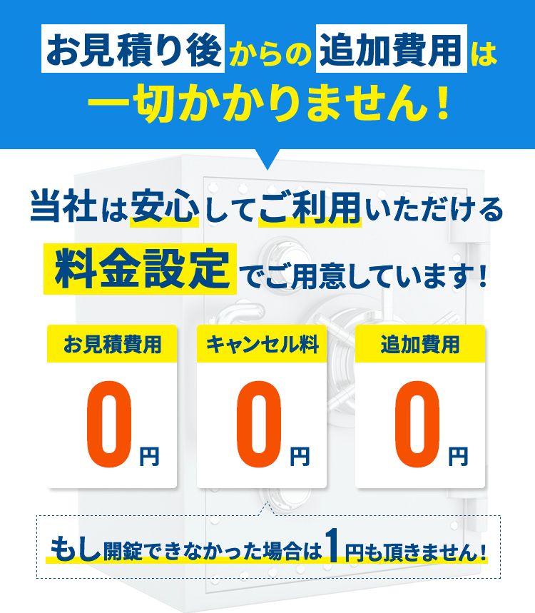 お見積もり後からの追加費用は一切かかりません！
